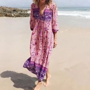 Lance Cade Bohemian Hippie Festival Floral Maxi Dress